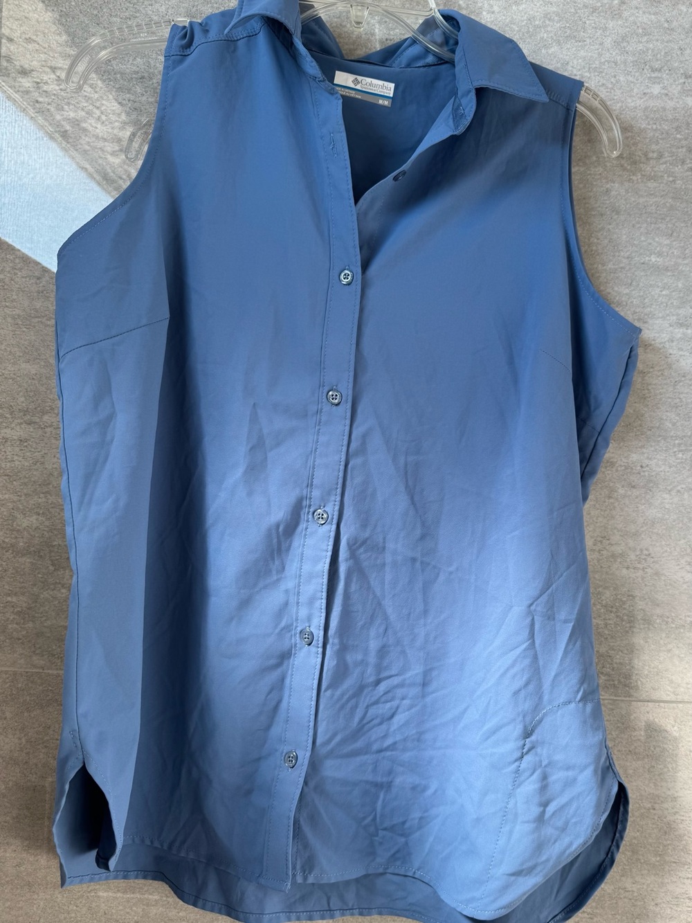 Columbia Sleeveless Button-Down Shirt — Slate Blue